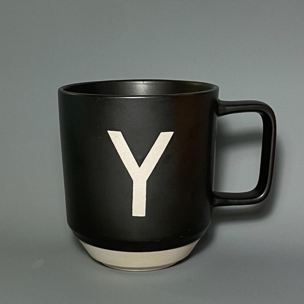 COPY - NEW Coffee Mug Cup Black White Monogram Letter Y